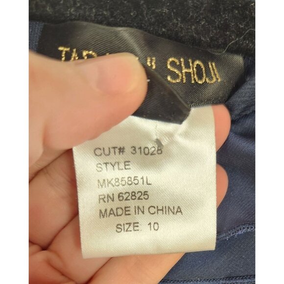 Tadashi Shoji Women's Sz.10 Navy Ruffle Silk Tiered Maxi Belted Cocktail Dress - Picture 3 of 9